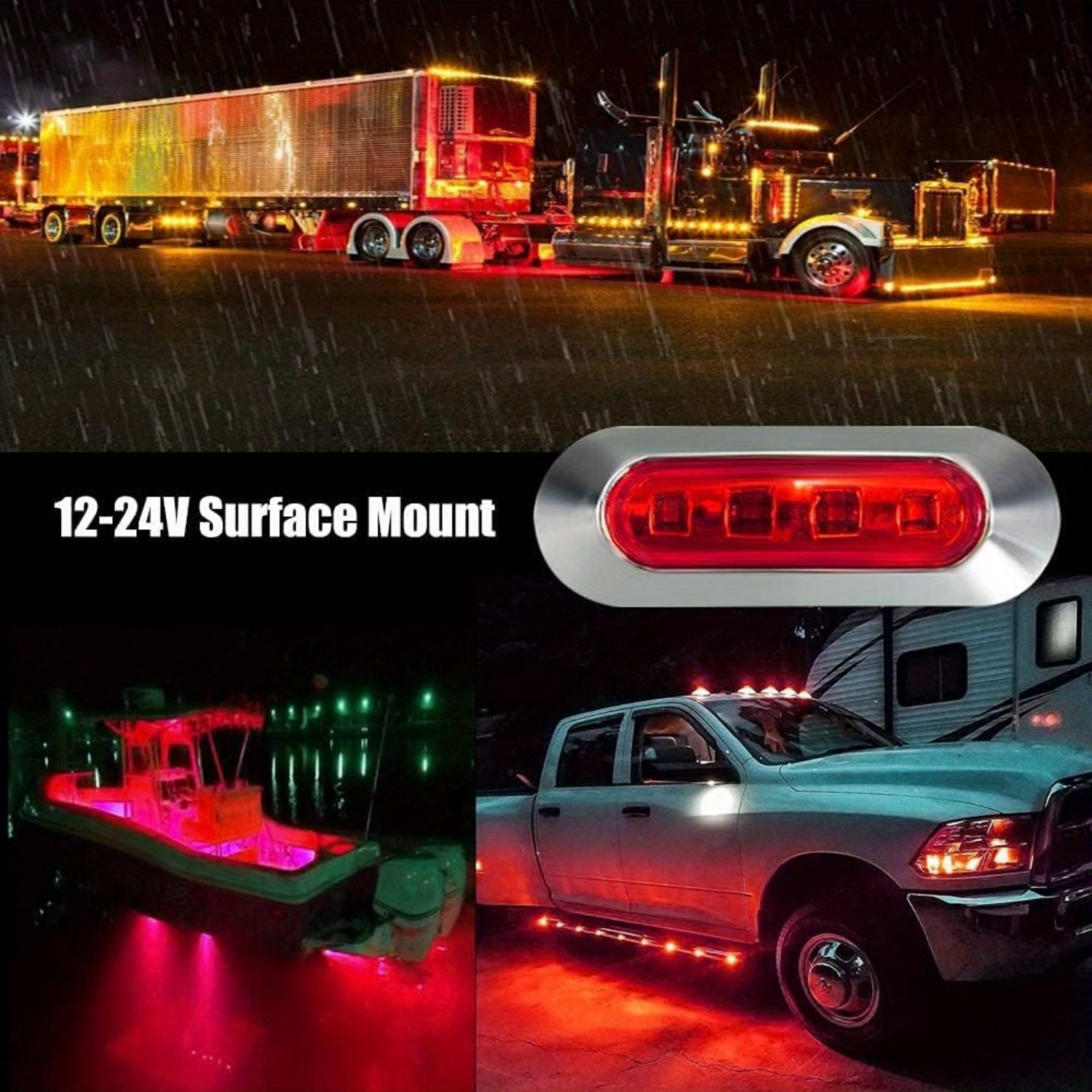 LOT DE 10 Feux De Gabarit Néon Blanc Rouge 12-24V LED Pour Fourgon Semi