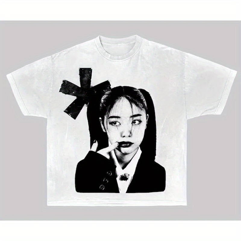

Unisex Y2k Cotton T-shirt Hip Hop Fashion Harajuku Graphic Print Short Sleeve T-shirts Streetwear Punk Casual Top Goth Loose Tee