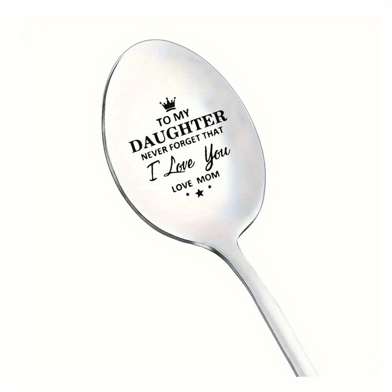 engraved metal coffee spoons   gift for daughter   special occasion holiday lovers day present cutlery details 0