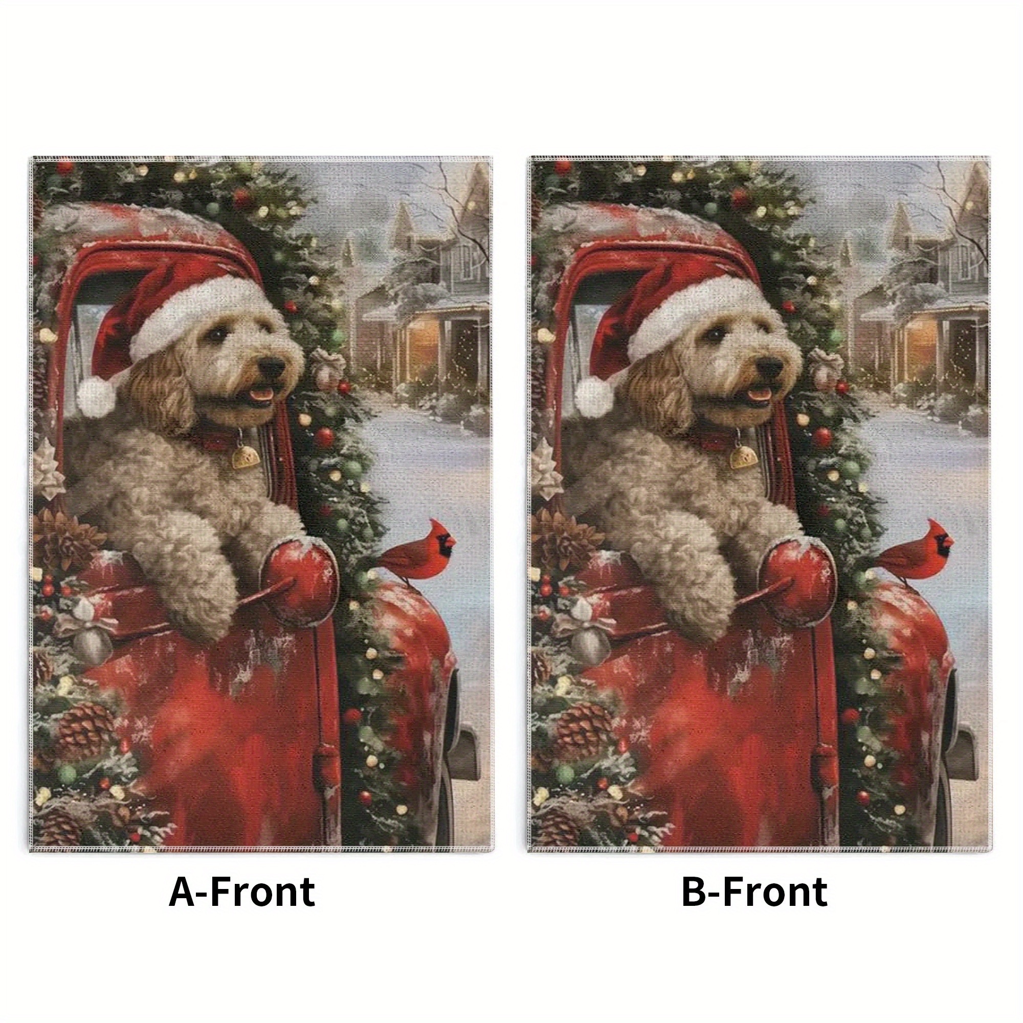 

2-pack Cartoon Dog Christmas Kitchen Towels, Polyester Dish Cloths, Modern Lightweight Hand Wash Only Oblong Towels, Woven Decorative Cleaning Dish Towels For Kitchen And Dining, 18x26inch