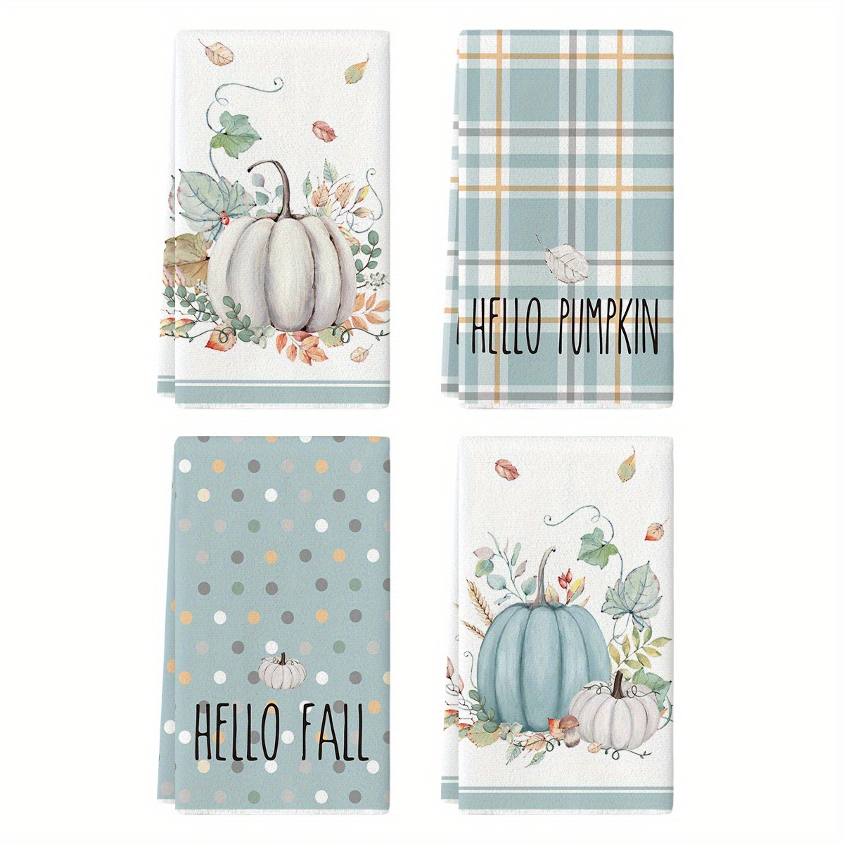 

Sm:)e Stripes Fall Kitchen Towels Dish Towels, 18x26 Inch Seasonal Leaves Decoration Hand Towels Set Of 4