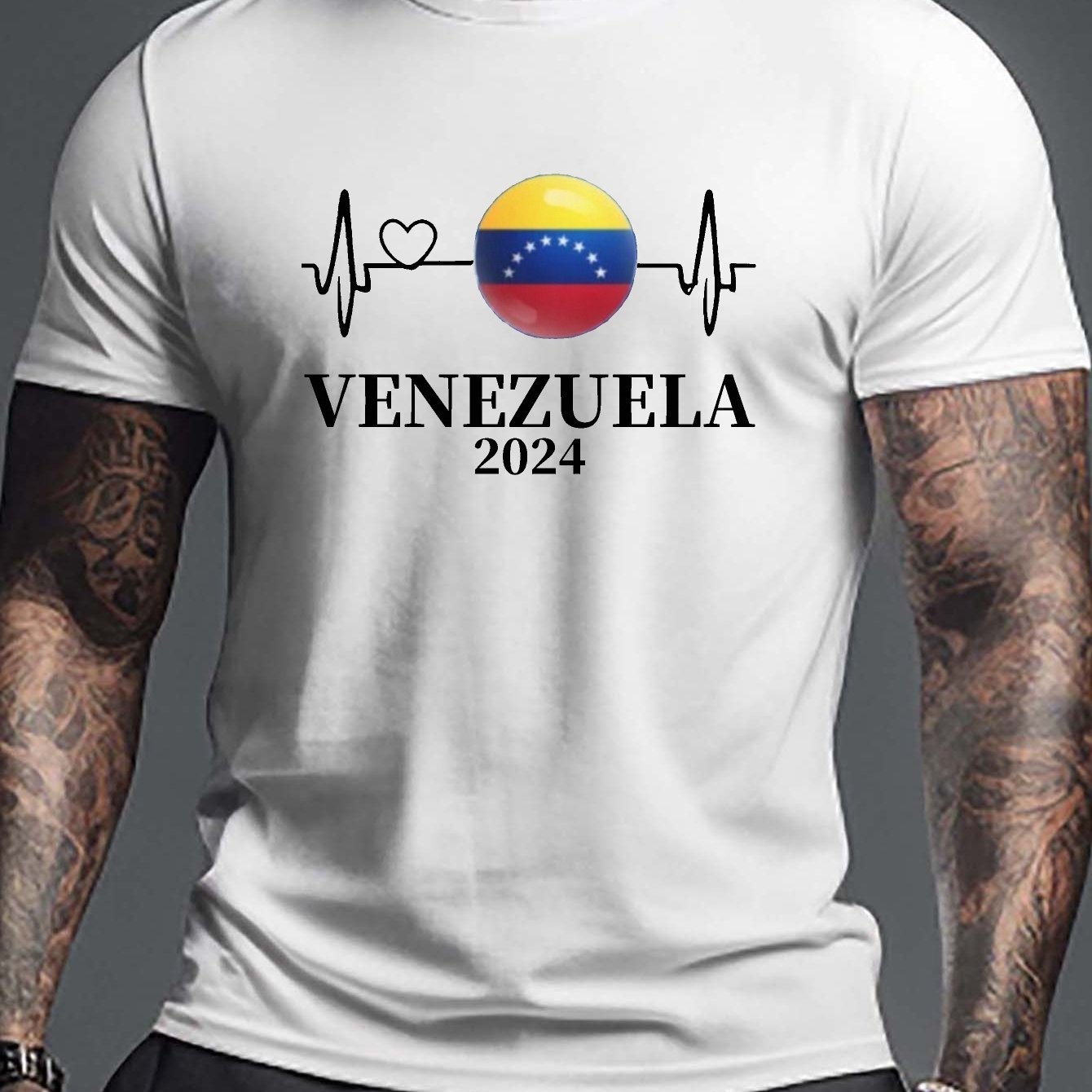 

Large Men's Summer T-shirt, Venezuela National Graphic Printing Short-sleeved T-shirt, Fashionable Casual Shirt, Suitable For Daily Life, Large And High