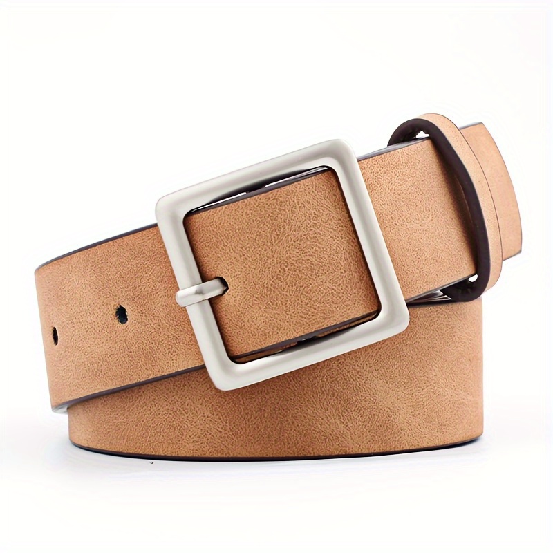 

A Women's Belt Suitable For Jeans, Dresses, And Square Metal Buckle Belts