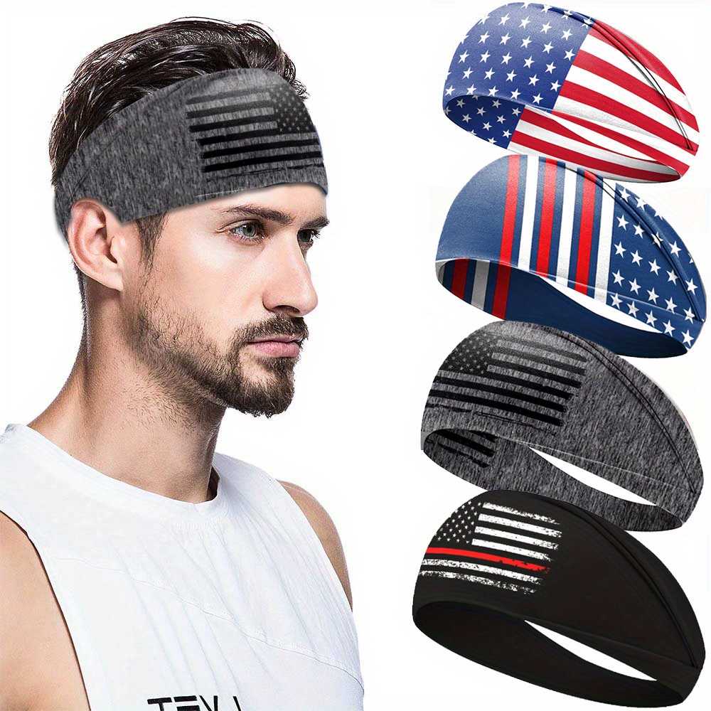 

4pcs Sports Headband Elastic Sweat Absorption Headband Outdoor Fitness Running Men's Turban