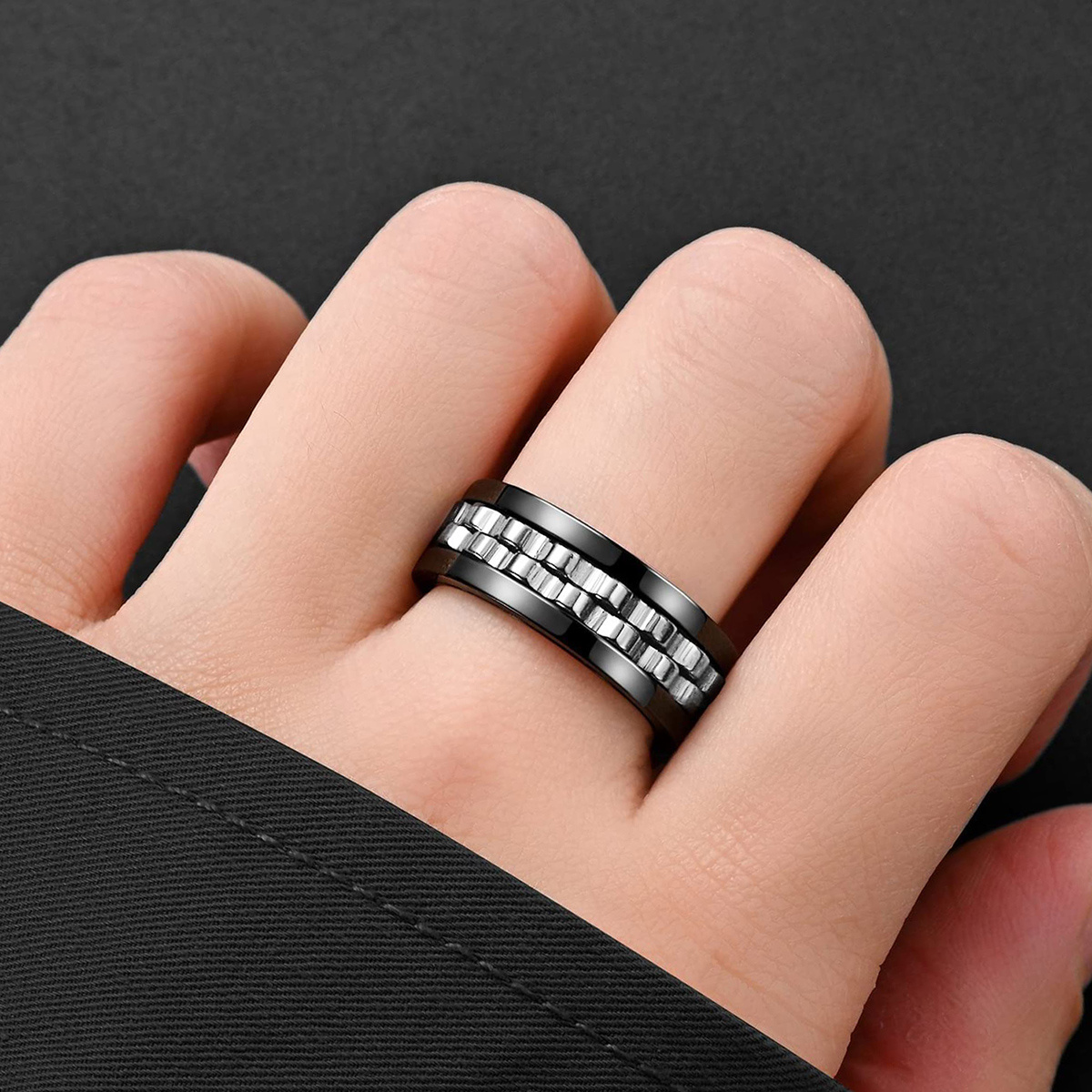 3pcs set fidget ring made of stainless steel rotatable design suitable for men and women anxiety jewelry Product details 3