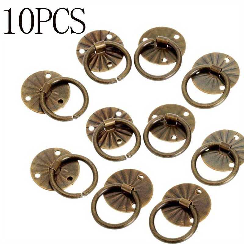 

10pcs Anneaux de Tirage en Bronze Antique - Poignées de Style Vintage pour Boîtes à Bijoux, Boîtes Cadeaux & Tiroirs