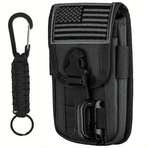 molle phone pouch smartphone waist belt holster closure holder with flag patch keyring and 1 d ring for 4 7 6 9 cell phone