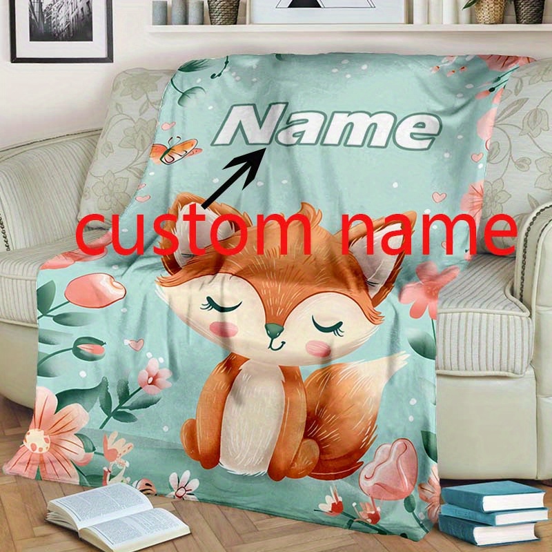 

Personalized Custom Name Blanket And - Perfect Gift For Birthdays, Christmas, Home Decor, Office , Camping, Travel - Contemporary Style With Animal Theme - Suitable For All