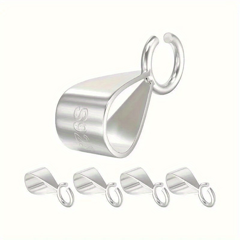 

1/2pcs 925 Sterling Silvery Bails For Pendants Clasp With Open Loop, Jewelry Bails For Pendants Slider Connectors For Diy Necklace Jewelry Making