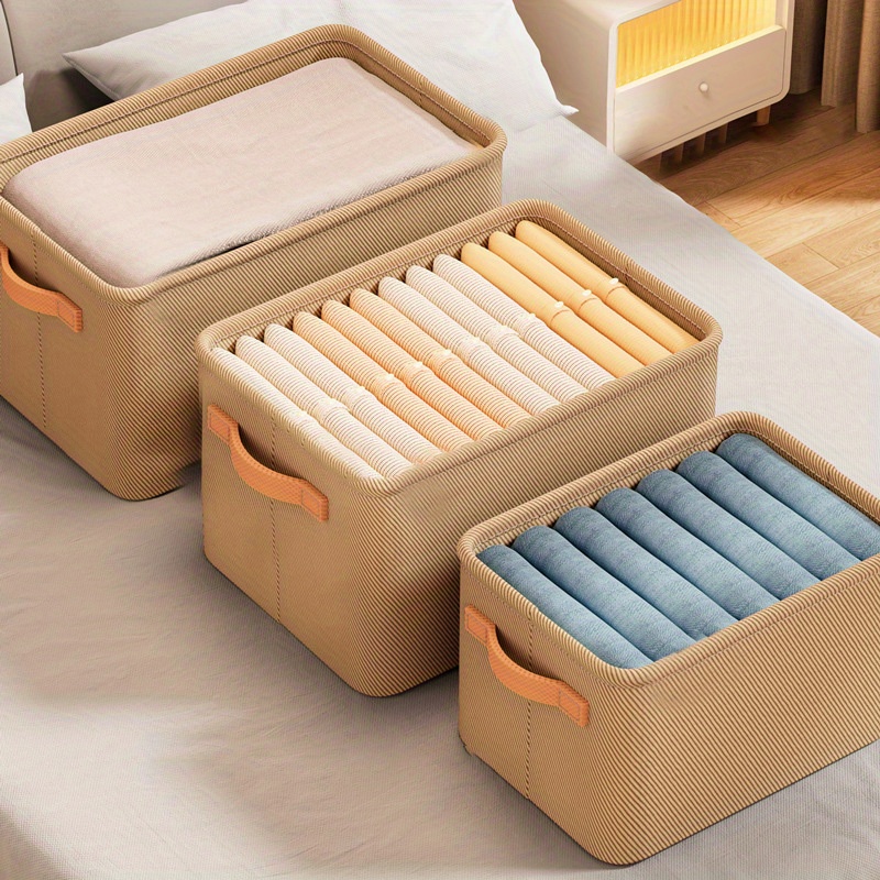 

3pcs Clothes Storage Box Thickened Storage Basket Clothes Pants Storage Box Household Dormitory Wardrobe Storage Organizer Box Foldable