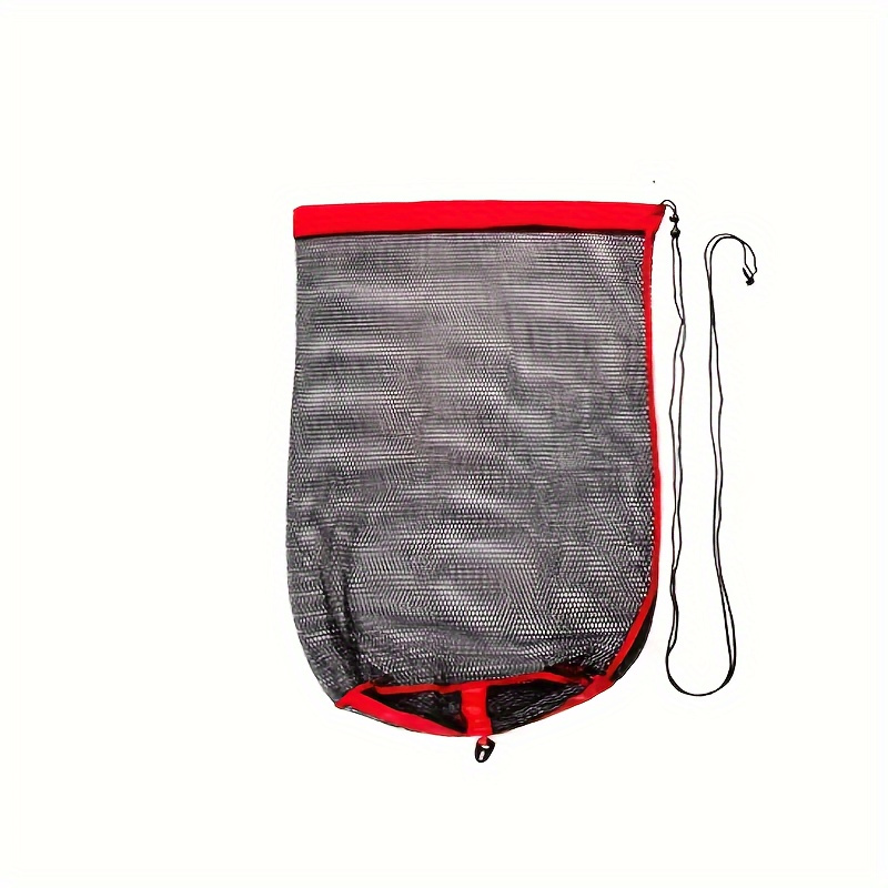 TEMU Durable Nylon Portable Fishing Net Bag With Storage Pouch - Lightweight Mesh Fish Collection Cage For Snorkeling & Fishing Gear, Black & , Easy-to-carry Handle, Fishing Bag
