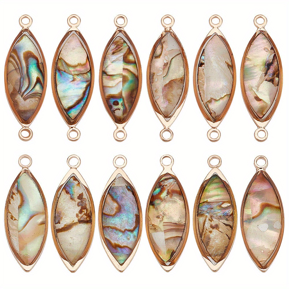 

1box 12pcs 2 Styles Abalone Shell Charms Connector Natural Shell Connector Pendant With Brass Edging For Bracelet Earrings Making