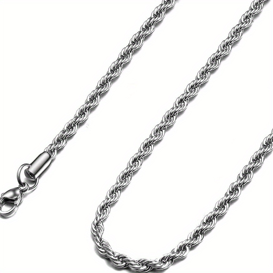 

5mm Polished Twist Design Stainless Steel Chain Necklace