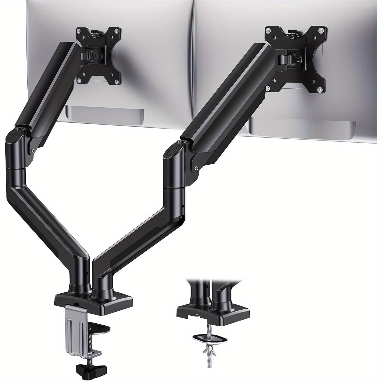 

For 2 Monitors Up To 32 , Arm Holds Max 22lbs, Stand Gas , Height-///, 75mm Or