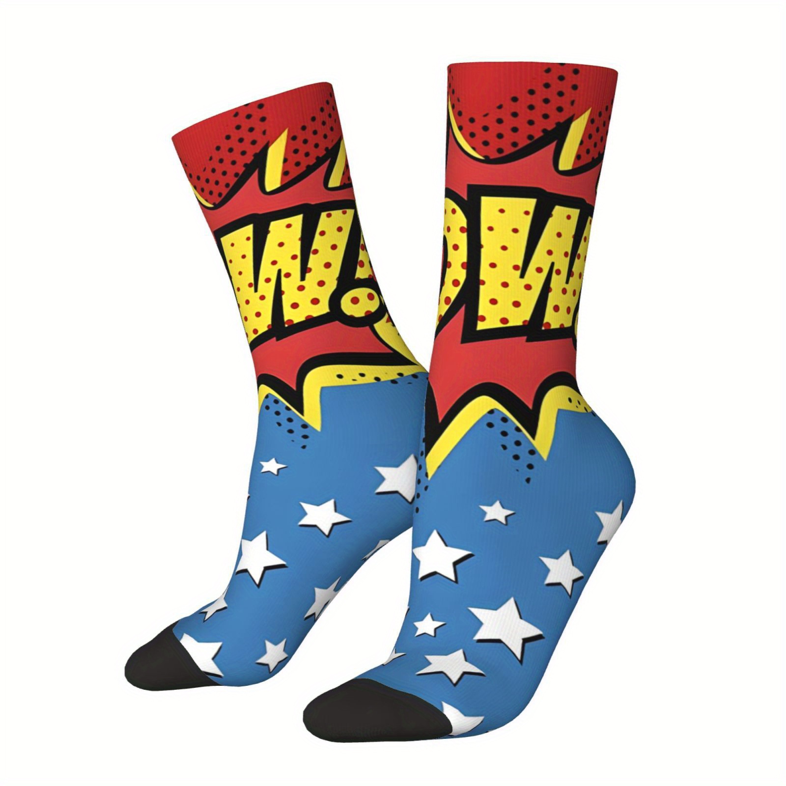 

Men's Retro Hip Hop Socks - Funny Cartoon Print, Mid-calf Novelty Crew Socks For Sports & Gifts