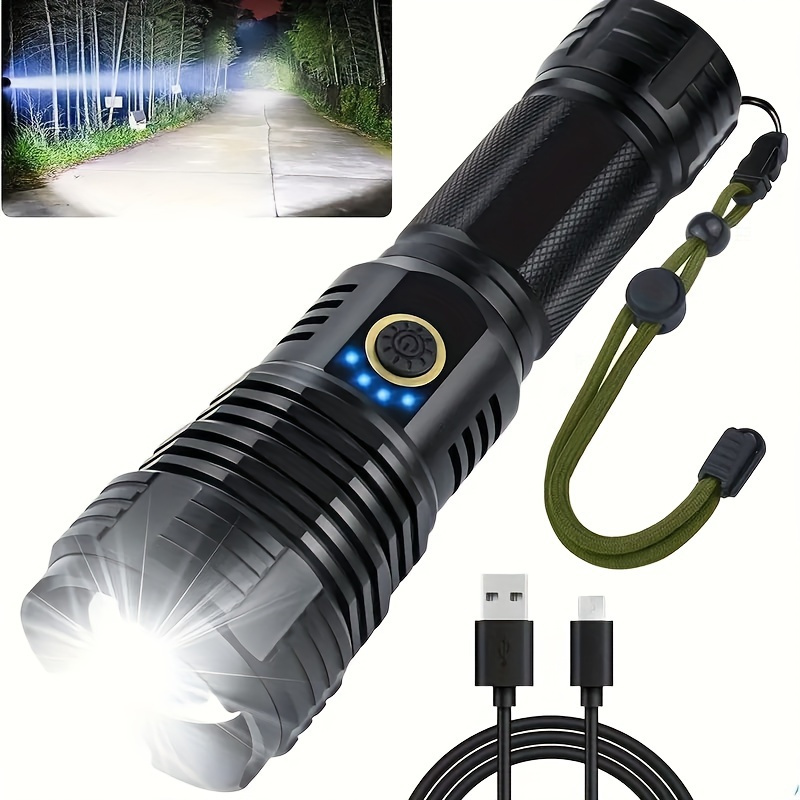 

Led Flashlight, 5-mode Flashlight, Flashlight, Rechargeable, Suitable For Emergencies, Outdoor, Home, Camping, Hiking