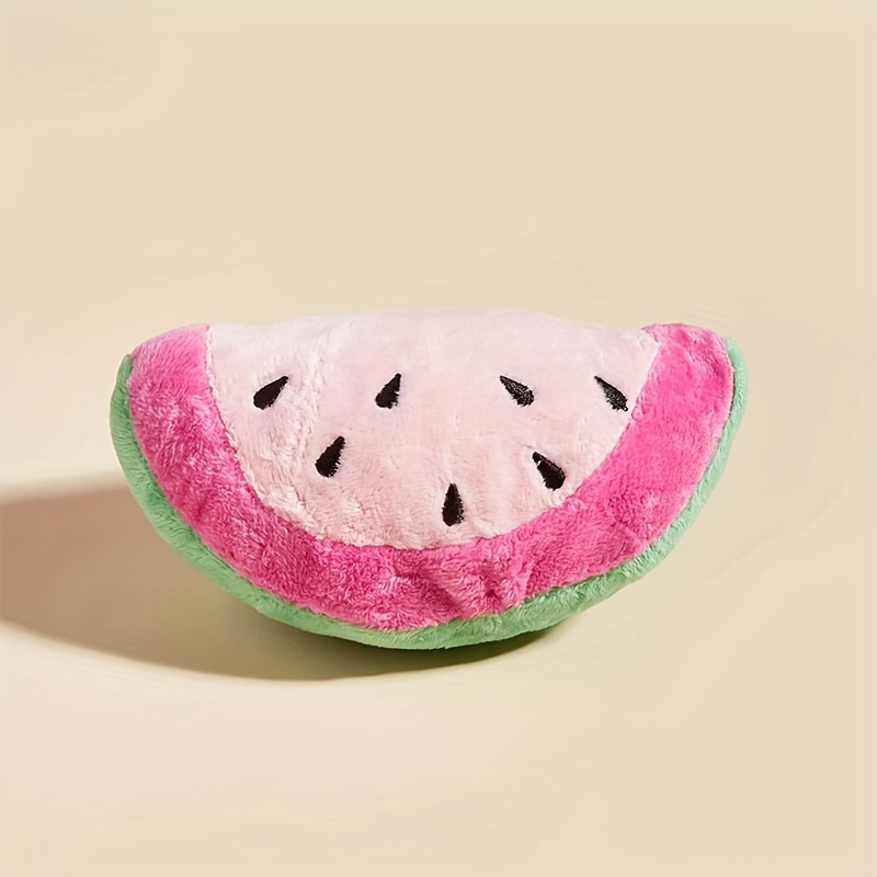 

1pc Plush Squeaky Watermelon-shaped Pet Toy - Bite Resistant, Non-battery Operated, Teeth Grinding Plush Toy For Medium Breeds - Interactive Chew Toy For Dogs And Cats