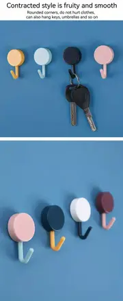 10pcs adhesive wall hooks key hooks coat hangers waterproof utility hanging self adhesive towel hook for kitchen bathroom bedroom entrance door details 0