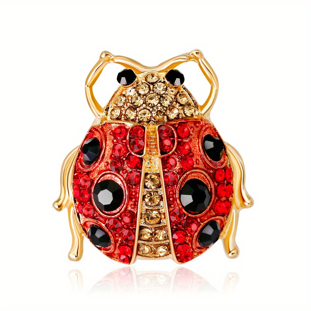 

Elegant Ladybug Crystal Brooch Pin - Fashion Accessory With Sparkling Rhinestones, Perfect For Dresses & Sweaters