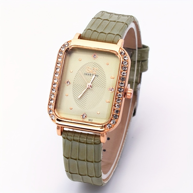 

1pc Minimalist Square Quartz Watch - Pu Leather Strap, Decoration, Ideal Gift For Women