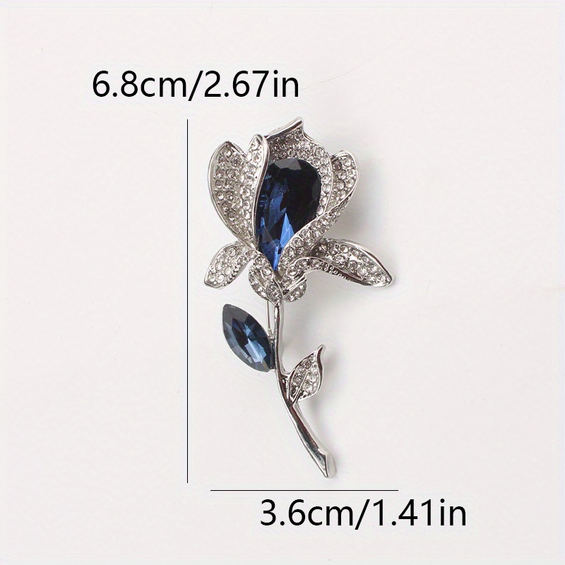 vintage tulip brooch pin antique style irregular shaped brooch with blue     accents elegant fashion corsage accessory details 3