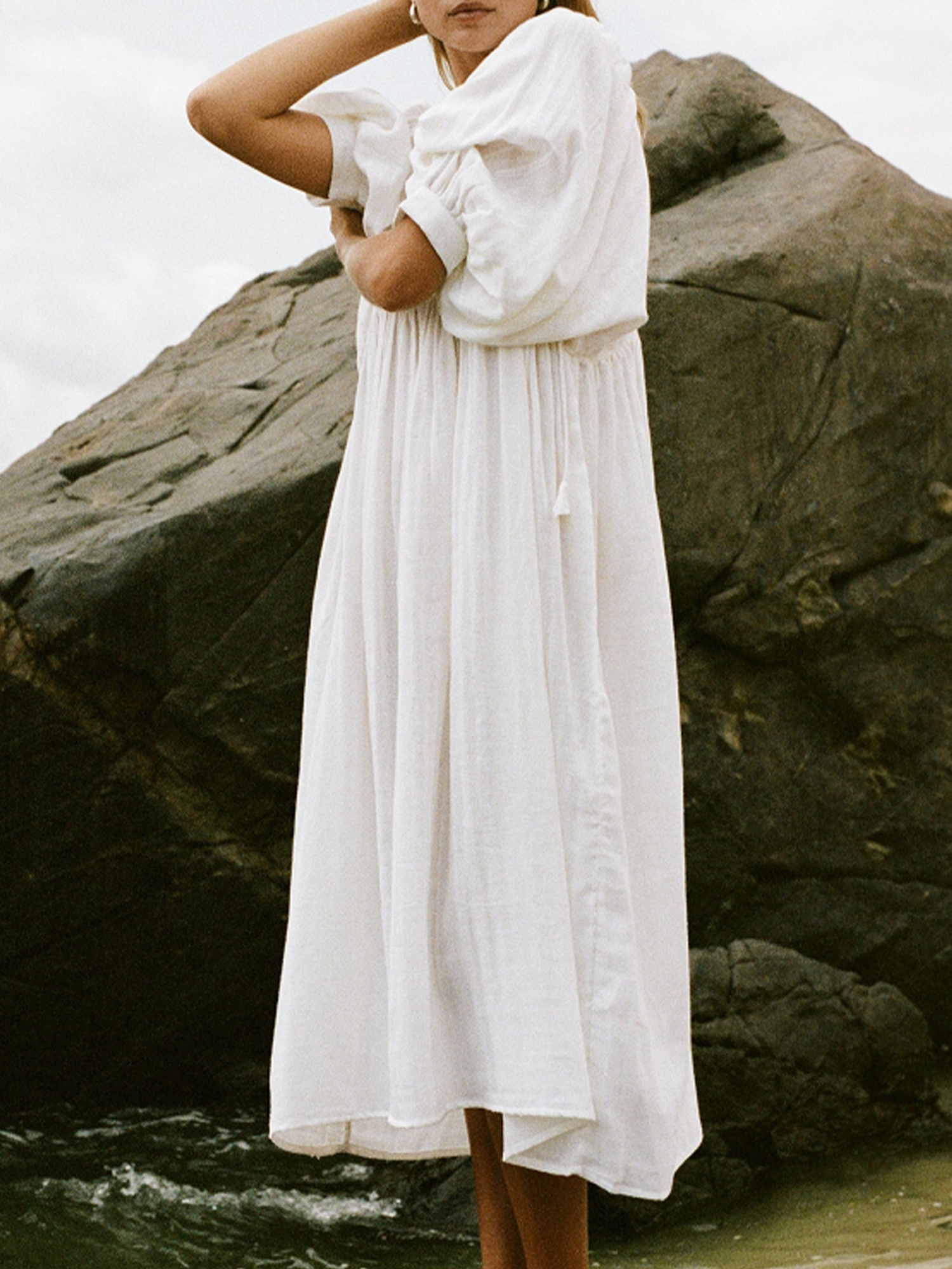 casual loose maxi dress SHEIN EZwear Women's Pleated Casual Loose White Woven Spaghetti Strap Maxi  Dress,Summer Dresses,Sun Dress Spring Clothes