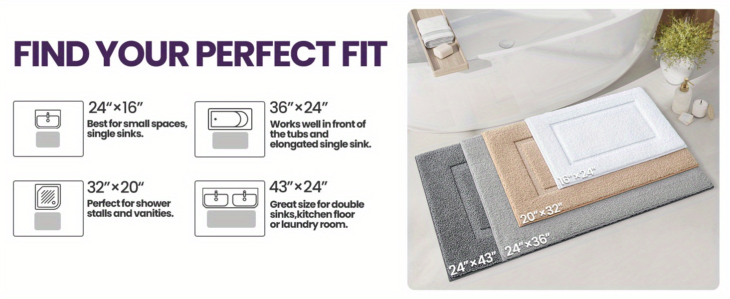 bathroom rug mat, ultra absorbent soft bath rug, washable non-slip bath mat for bathroom floor, tub, shower room, 24 x16 , brown Product details 1