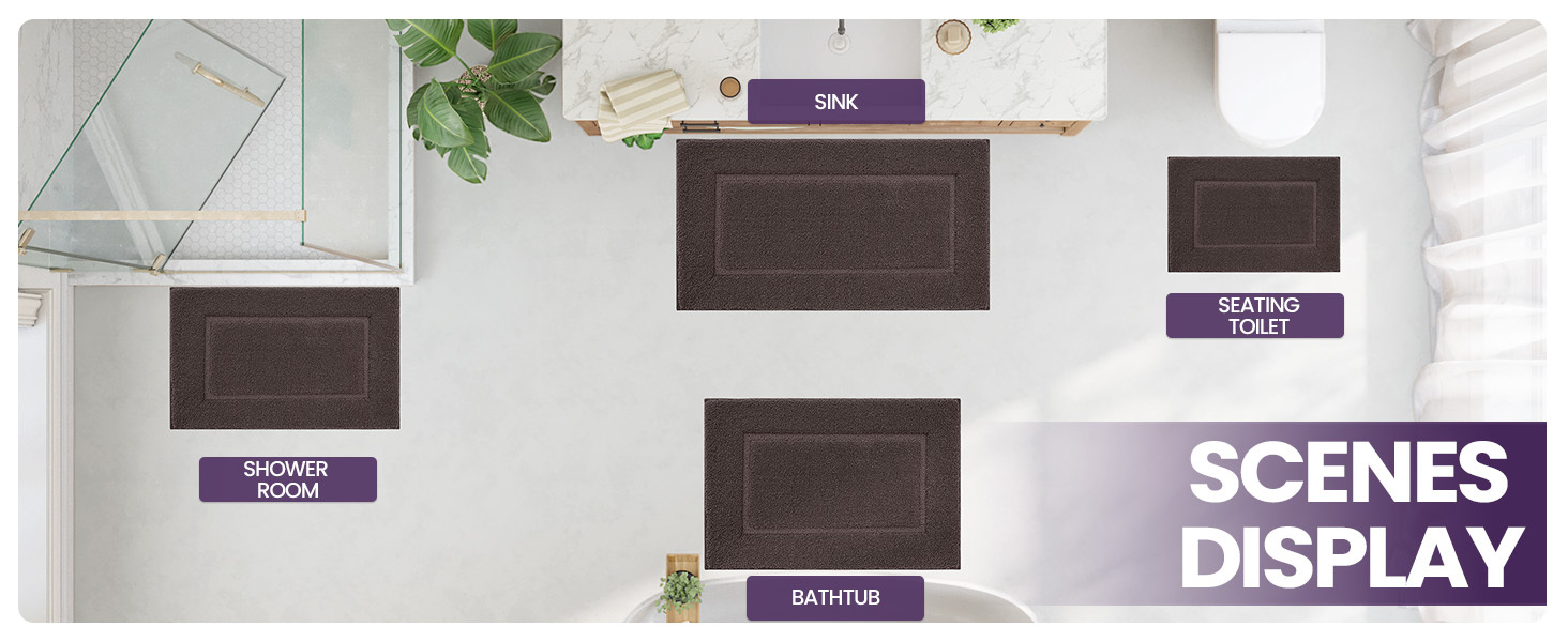 bathroom rug mat, ultra absorbent soft bath rug, washable non-slip bath mat for bathroom floor, tub, shower room, 24 x16 , brown Product details 5