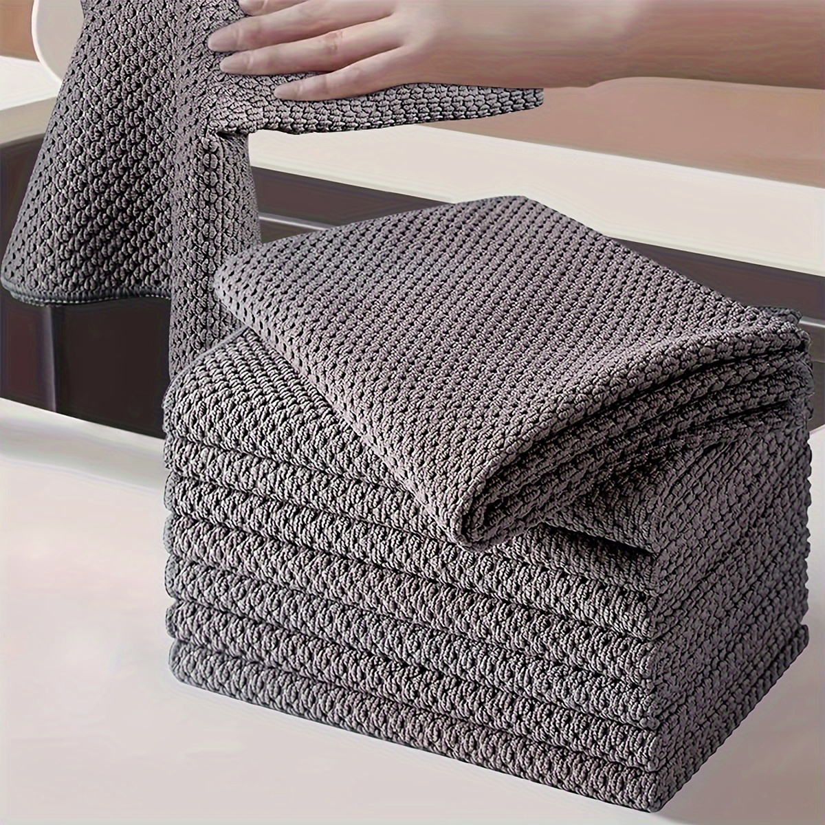 5 pack   waffle weave dish cloths quick dry absorbent microfiber cleaning towels for kitchen bathroom living room outdoor reusable non flannel towels for   use details 1