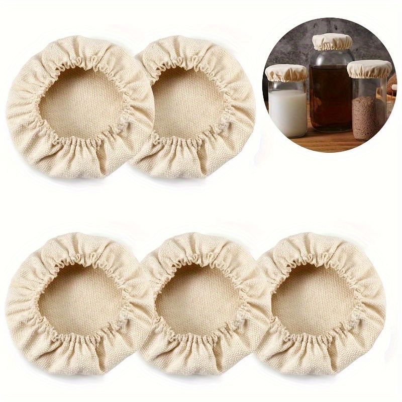 

3pcs , Fabric Jar Covers, Reusable And Washable Cloth , For Sourdough , Kombucha & Fermentation, Fits Jar Mouths, Kitchen Organizers And Storage, Kitchen Accessories