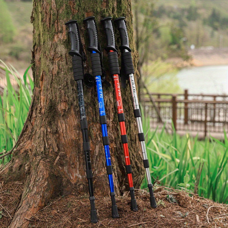 

1 Pair Aluminum Alloy Trekking Poles, Adjustable Telescopic Hiking Sticks With Straight, T, Curved Handles, Combination Lock, Lightweight, For Elderly, Outdoor , Ski Pole With No Magnesium Rod/