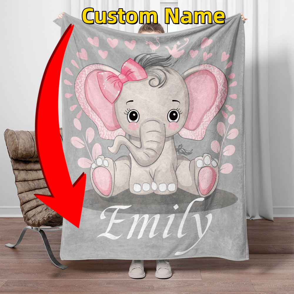 

Customizable Elephant-themed Flannel Throw Blanket - Soft, Warm & Lightweight For Couch, Bed, Travel & Camping - Personalized