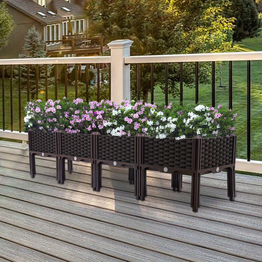 

4pcs Elevated Raised Garden Bed Planter Box Outdoor Flower Vegetable Grow Stand