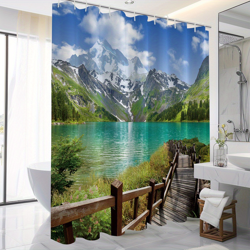

& Shower Curtain - 71x71in, 12 , Washable, Bathroom Decor