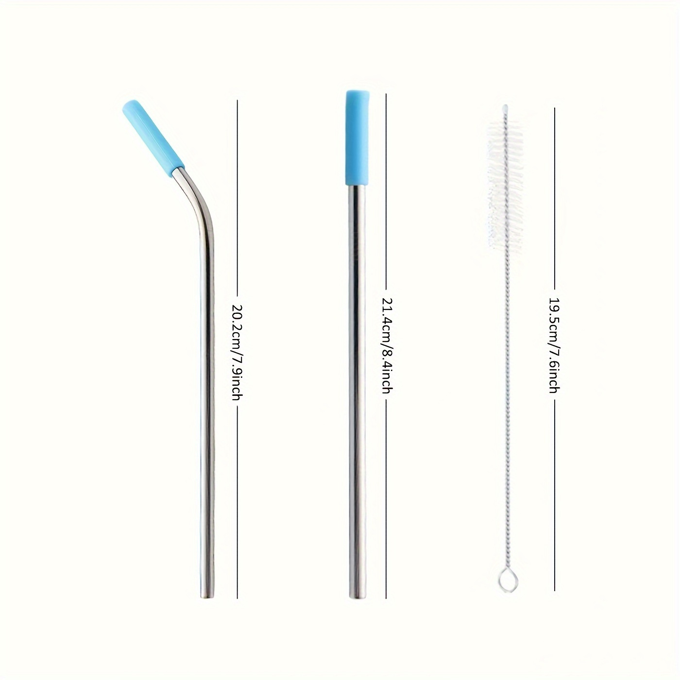 1 set stainless steel straws with silicone head replacement straw with straw brush and storage bag cup accessories details 3