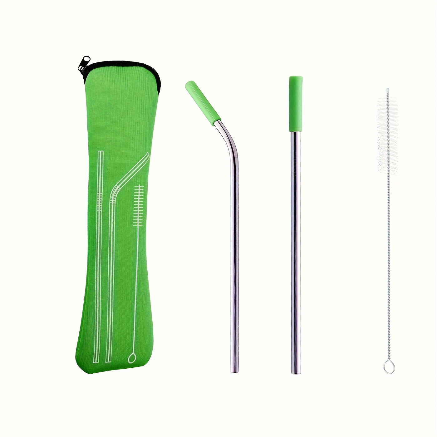 1 set stainless steel straws with silicone head replacement straw with straw brush and storage bag cup accessories details 9