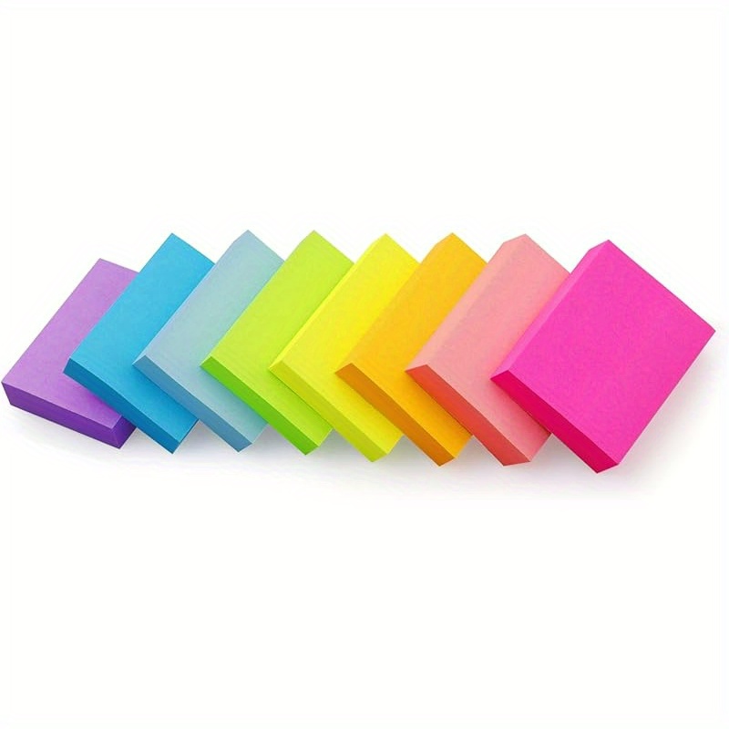 TEMU Sticky Notes 1.5x2 Inch Bright Colors Self-stick Pads 8 Pads/pack 50 Sheets/pad Sheets, Study Helper, Reminder System, Adhesive Notepads, Mini