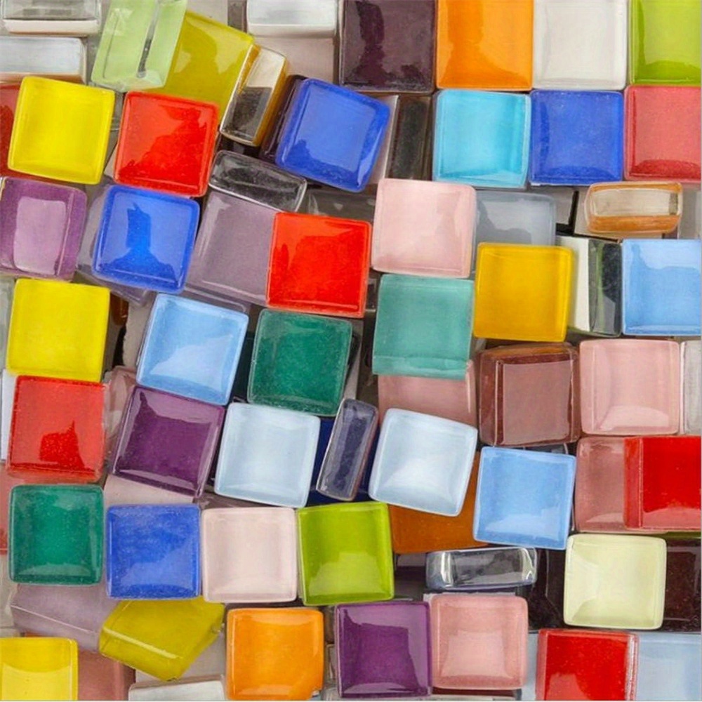 

300pcs Assorted Colors 1cm Square Glass Mosaic Tiles - Vibrant Crystal Diy Jewelry Making Supplies