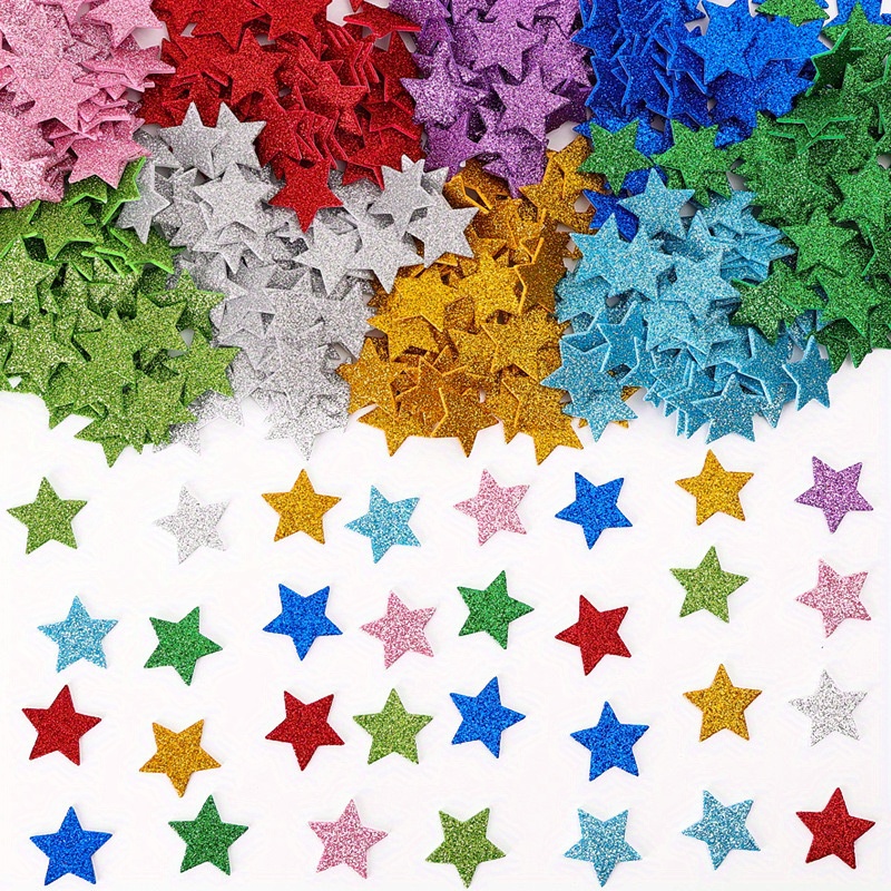 

Fantasy Themed Glitter Star Stickers 30pcs, Self-adhesive Pvc Decals For Arts & Crafts, Card Making, Home Decor - Shimmery Single-use Star Shapes With Sparkle Finish For Cloth, Assorted Bright Colors