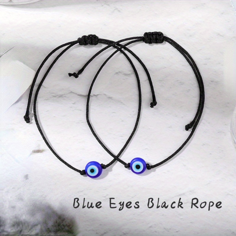 Adjustable Evil Eye Bracelet with Red Braided Rope Charm