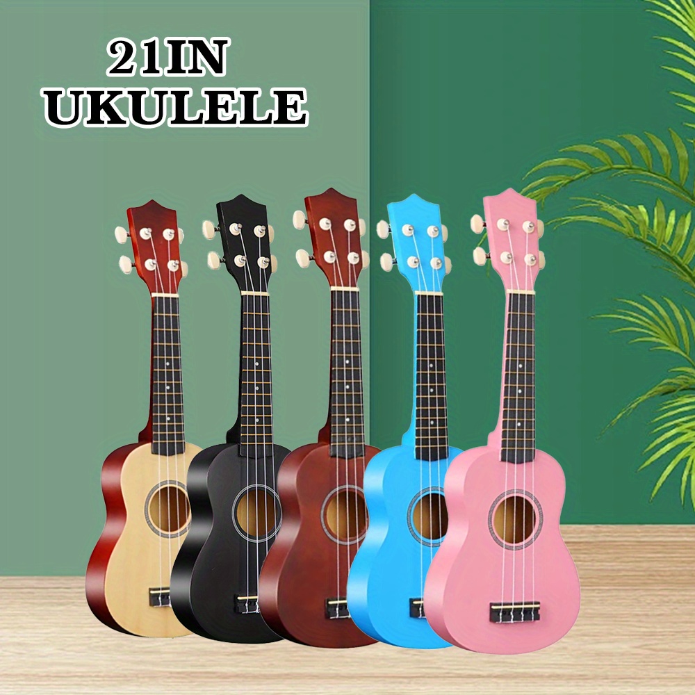 

21-inch Beginner Ukulele - Hawaiian Soprano Ukelele With Professional Four-string Wood Design, Classic Geared Tuning, Comfortable Chord Distance, Smooth Handling, And High Gloss Body