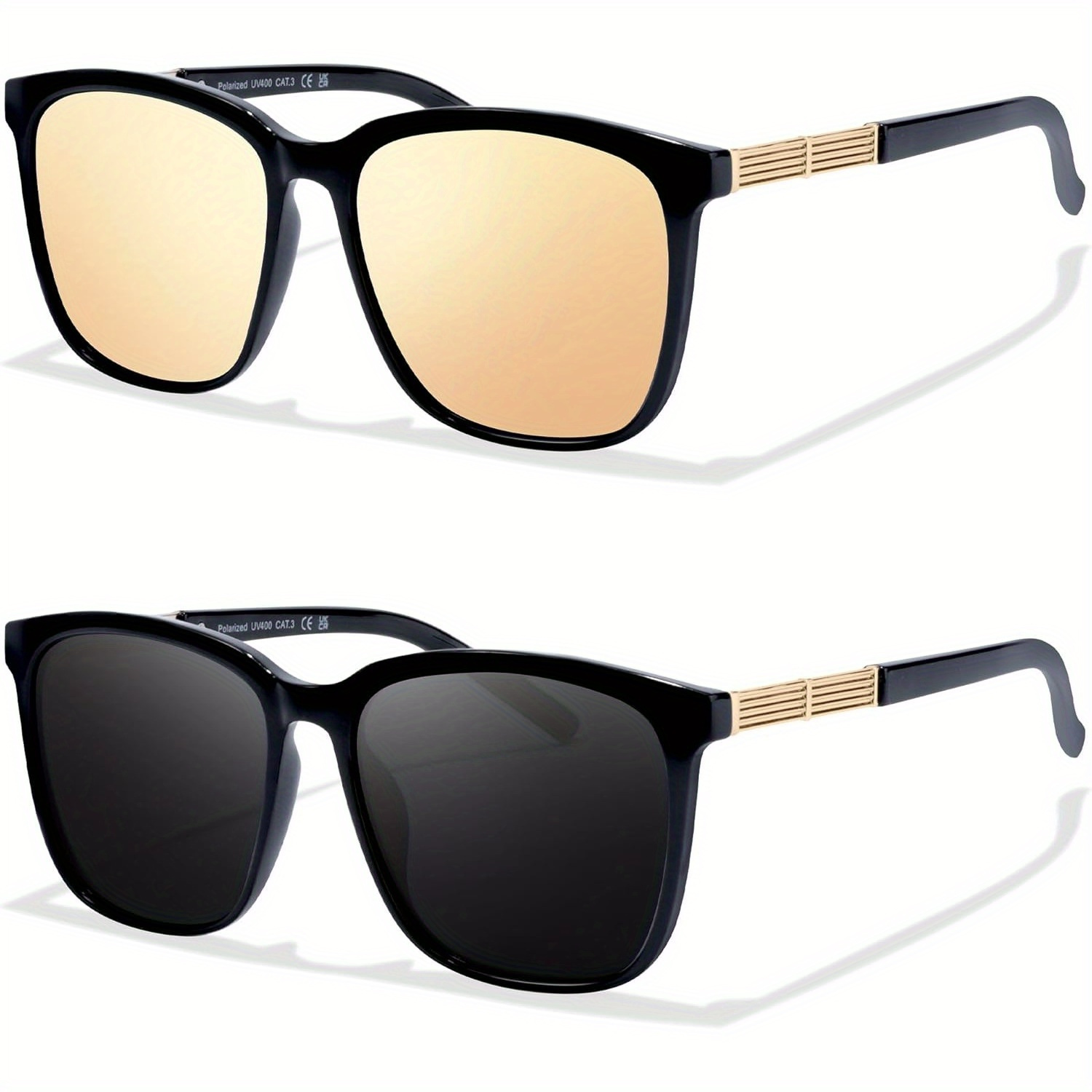 Polarized Sunglasses for Women, Trendy Square Shades with UV400 Protection (2 Trendy Rectangle Square Sunglasses for Women | Designer  main image 4