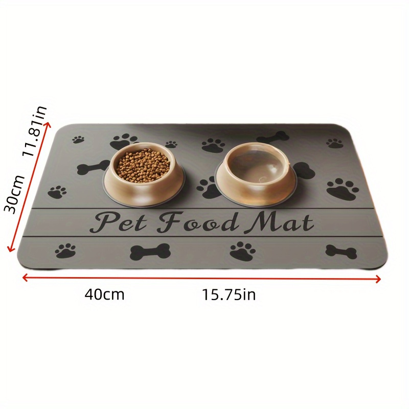 Image of Single Piece Absorbent Mat For Feeding Dogs And Cats, Designed For Food And Water Bowls - Features Quick-drying, Stain-resistant, And Non-slip , Ideal For Indoor Use, Suitable For Pets Of All Sizes