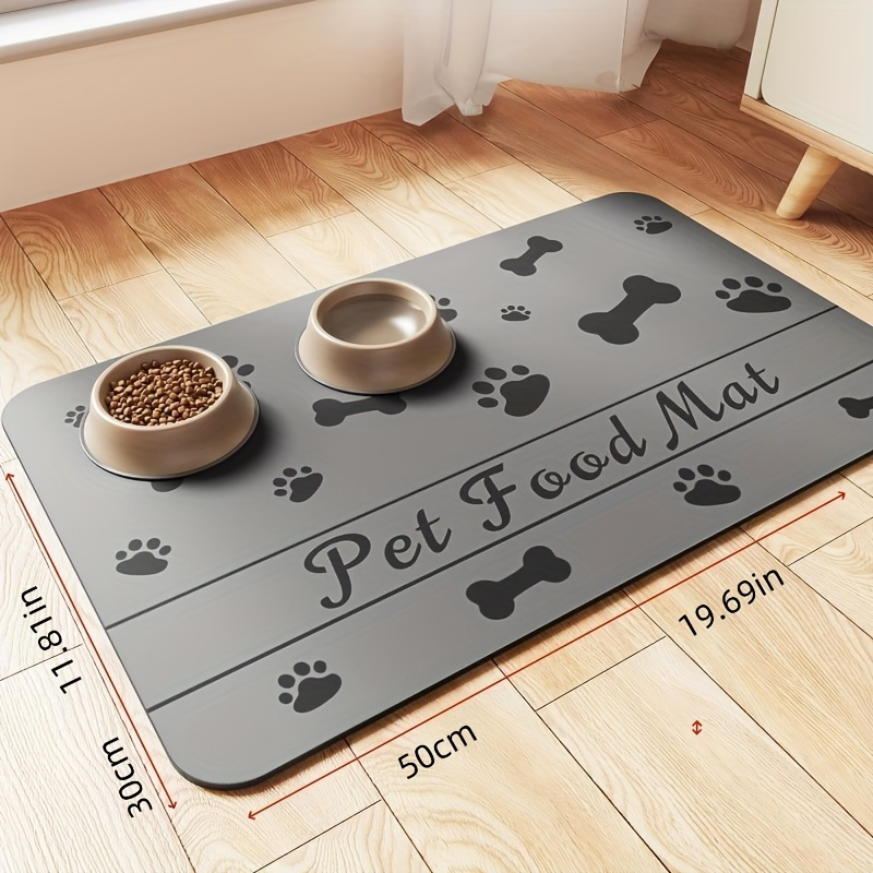 TEMU Single Piece Absorbent Mat For Feeding Dogs And Cats, Designed For Food And Water Bowls - Features Quick-drying, Stain-resistant, And Non-slip ,