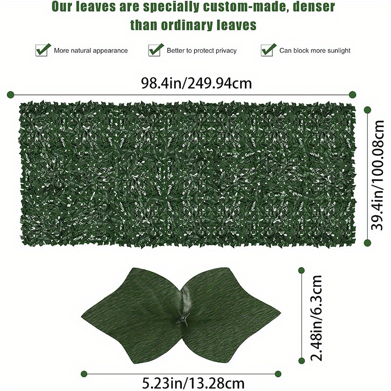 TEMU Outdoor Garden Artificial Faux Ivy Hedge Leaf And Vine Privacy Fence - Green