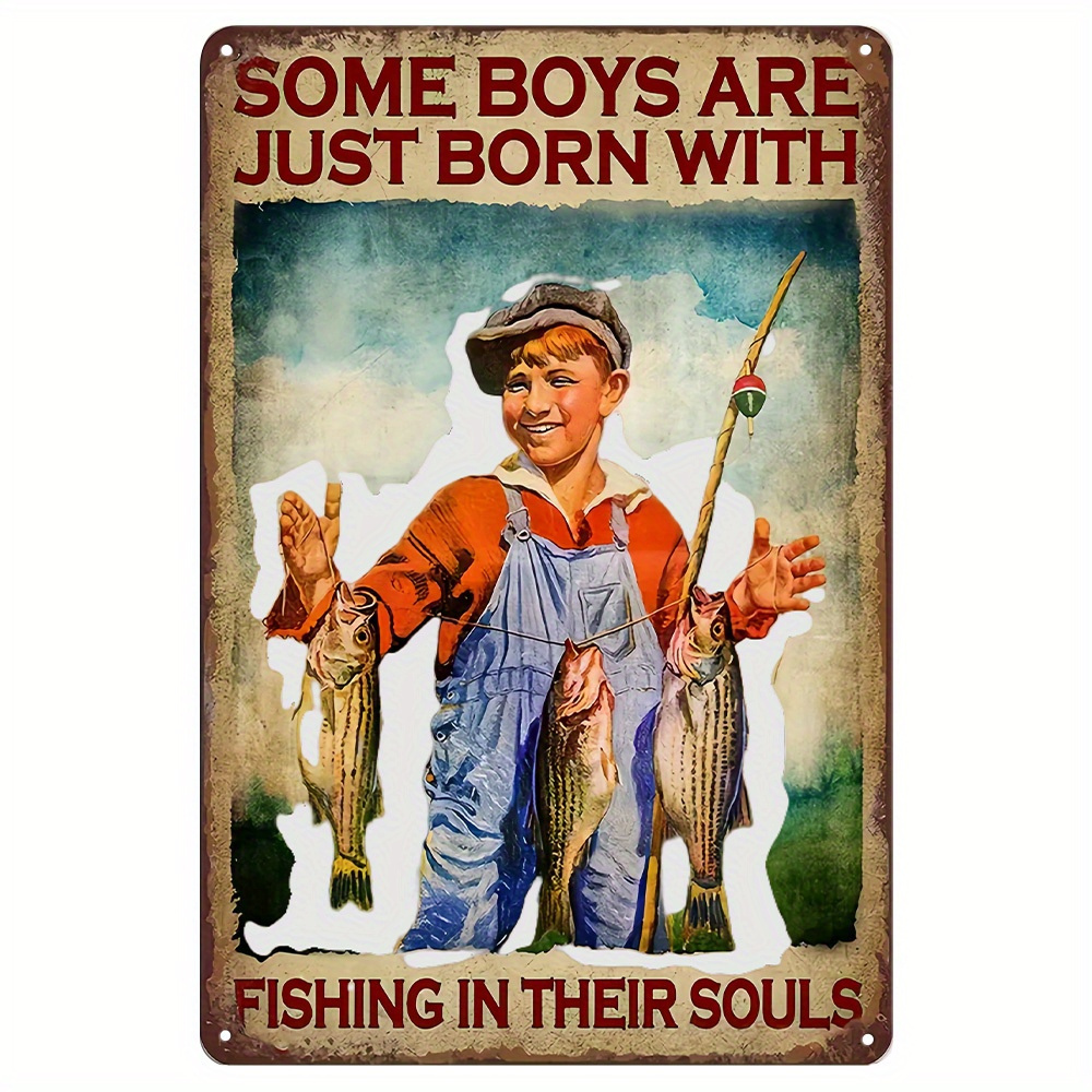 

Fishing Metal Sign, Vintage Funny , Sign, Bar Cafe Gym Decoration