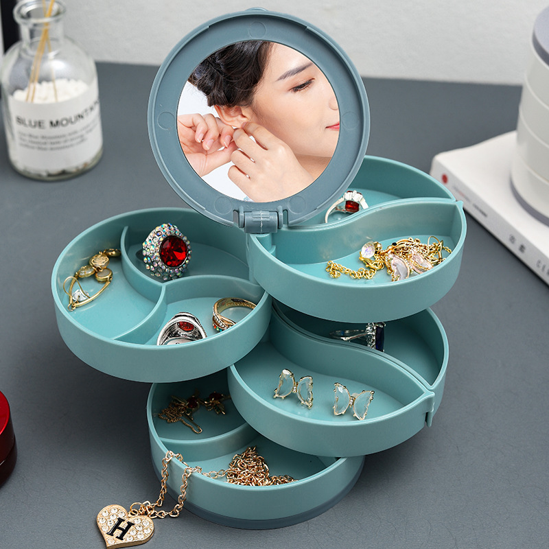 

Rotating Jewelry Organizer - Dustproof Storage For , Necklaces & Bracelets - Portable Plastic Box, Jewelry Making Display & Packaging Supplies, Beading&jewelry Making