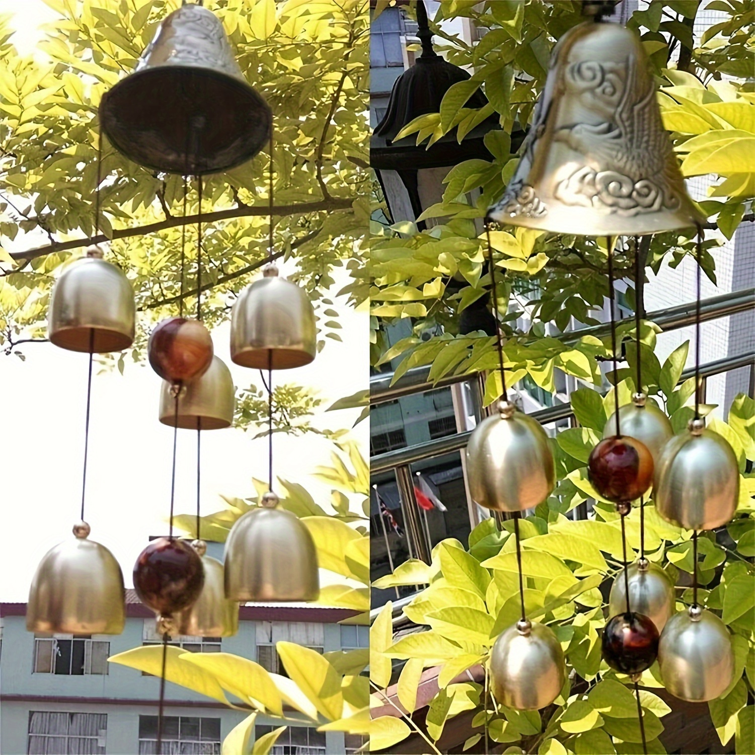 

1pc Dragon Wind Chimes With 6 Bells For Good Luck And - Home And Garden Decor