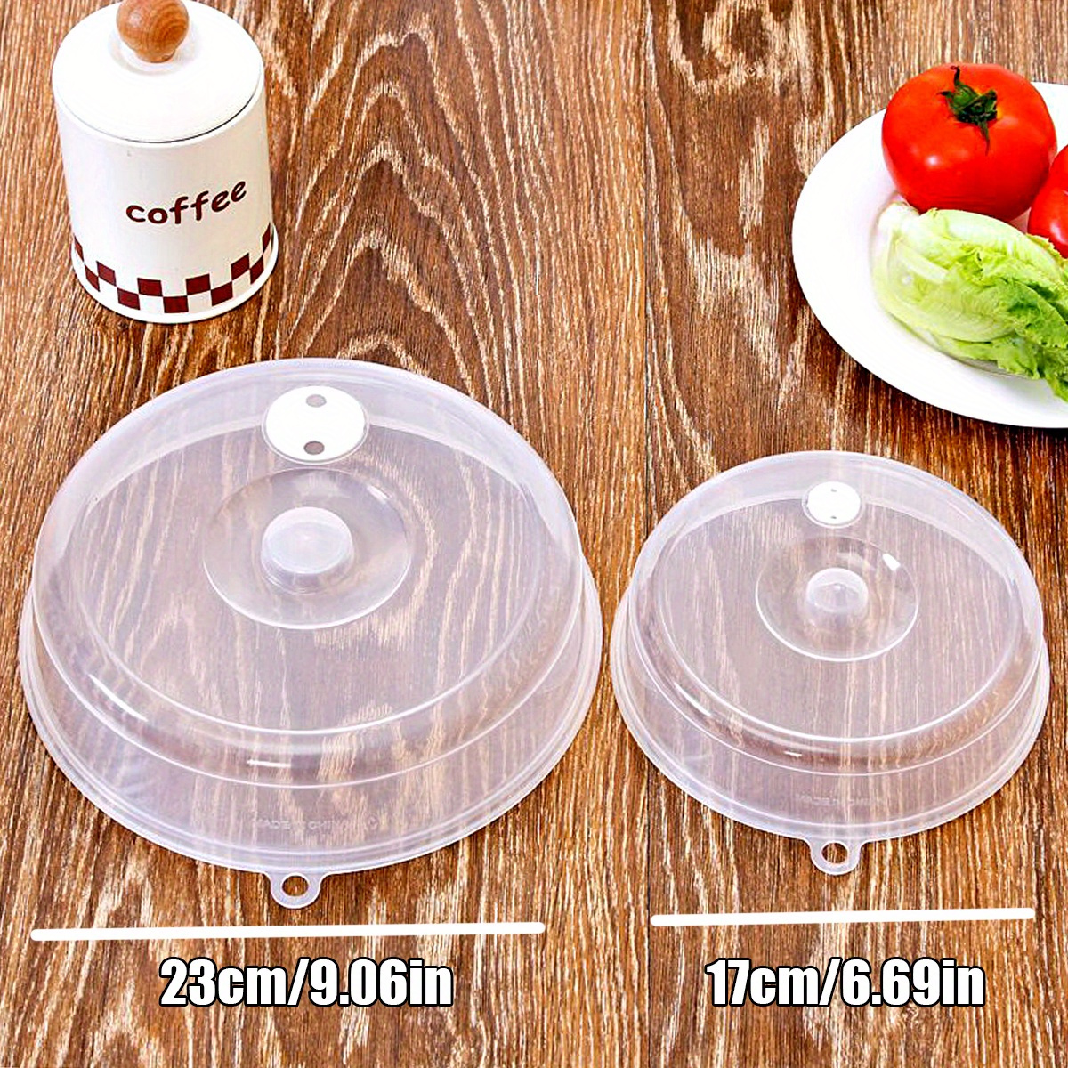 TEMU 2-pack Microwave Safe Sealed Heating Covers For Kitchen Food Preservation, Bpa-free Transparent Dish Plate Lids For Vegetables Fruit, Food Contact Safe, Heat Resistant - 9.06