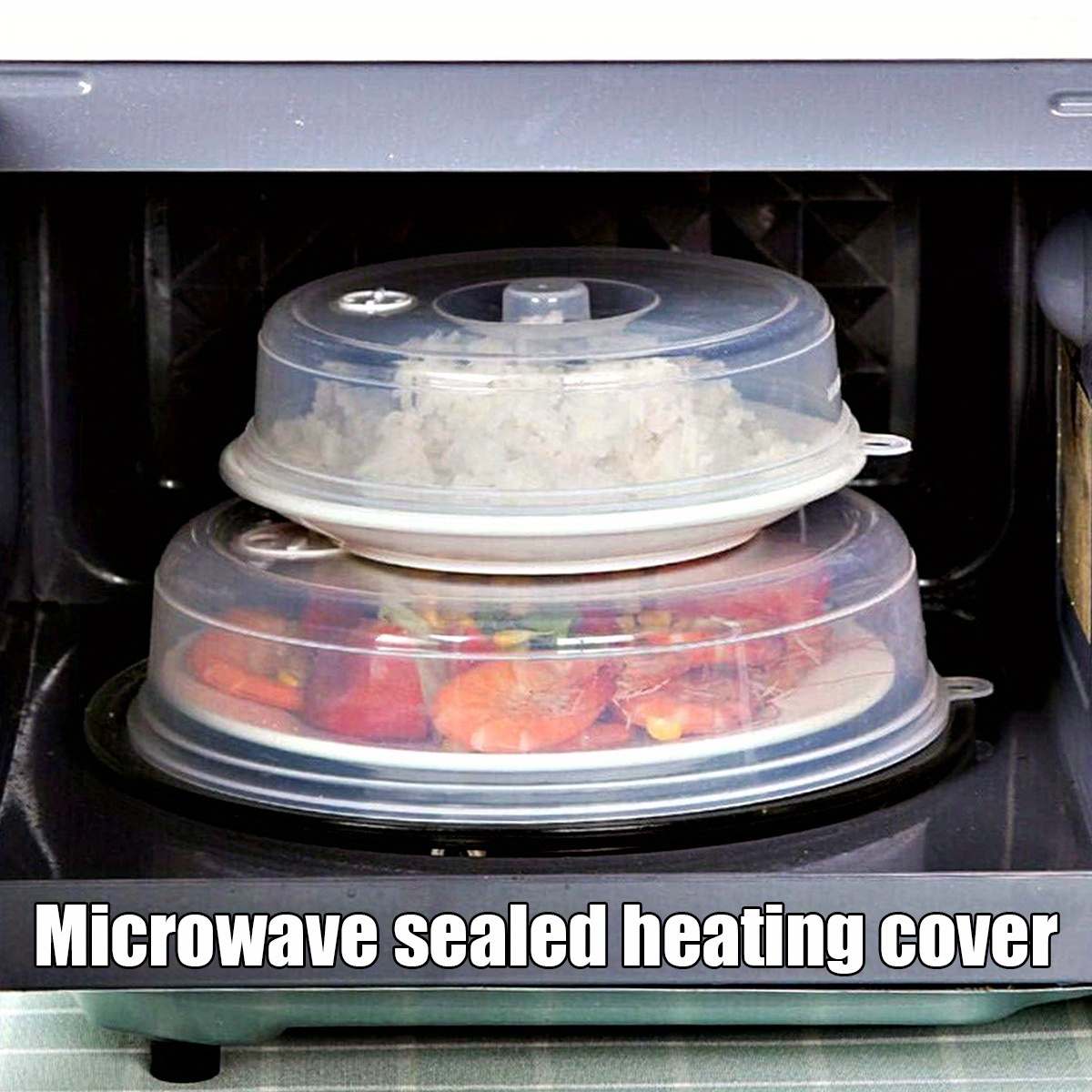 

2-pack Microwave Safe Sealed Heating Covers For Kitchen Food Preservation, Bpa-free Transparent Dish Plate Lids For Vegetables Fruit, Food Contact Safe, Heat Resistant - 9.06" And 6.69" Set